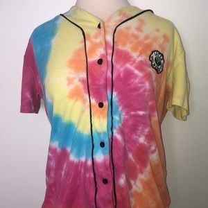 Tie-dye Stay Weird Baseball Top